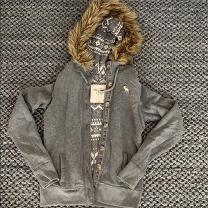 Abercrombie Faux Fur Hooded Warm Jacket!
